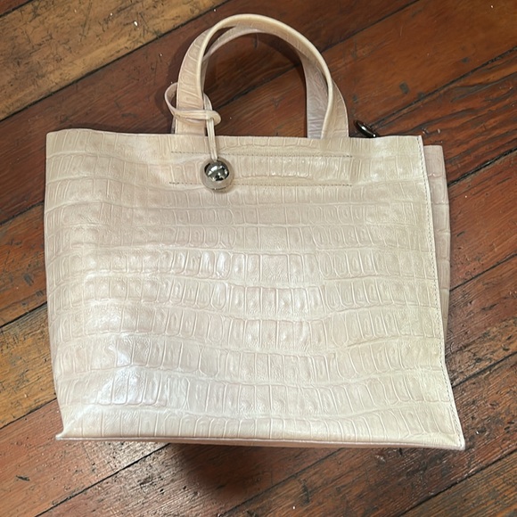 Furla Baby Pink Crocodile-Textured Tote Bag - Picture 17 of 17